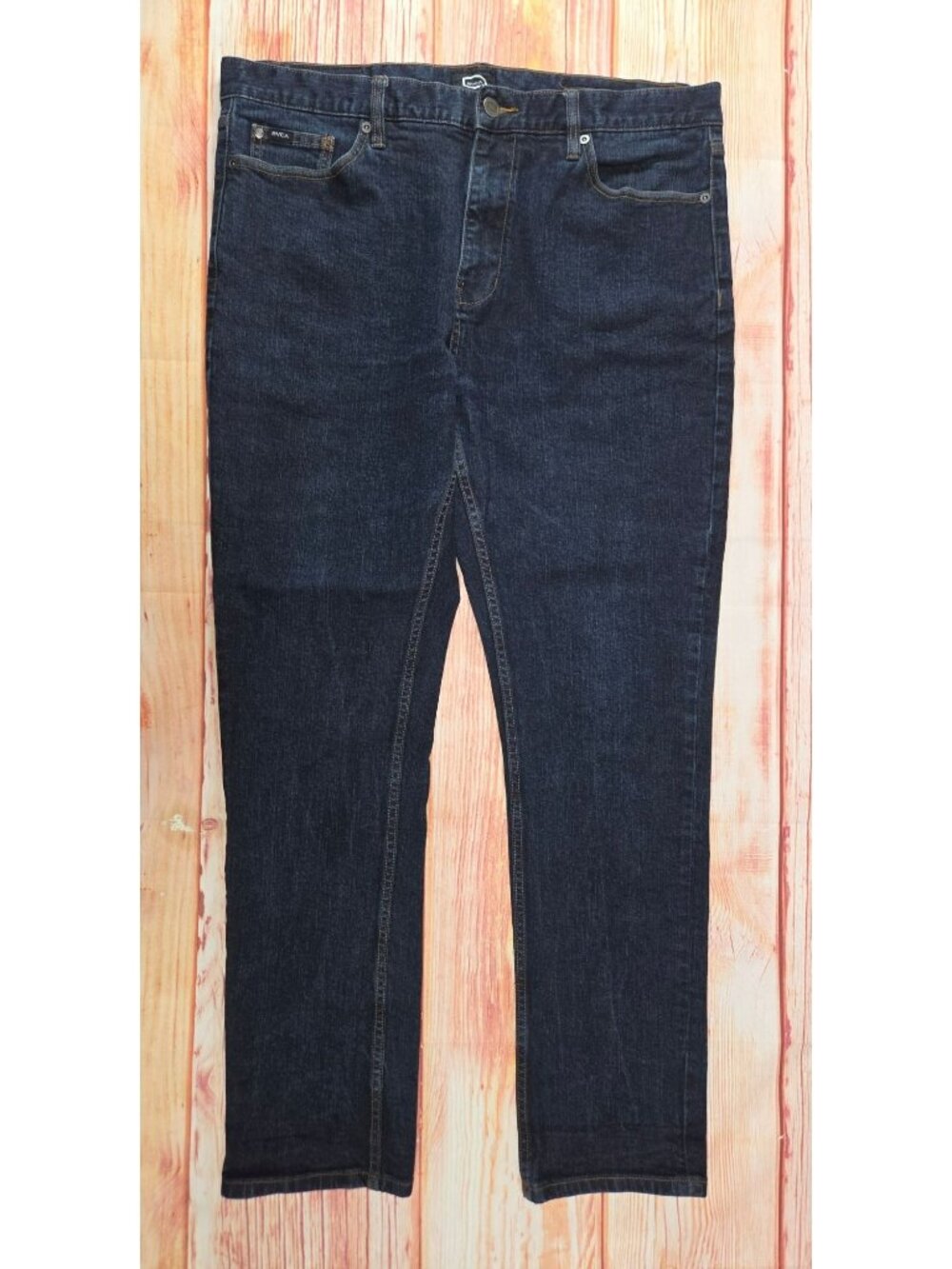 RVCA Daggers Mens Slim Fit Dark Wash Skinny Jeans 38x32